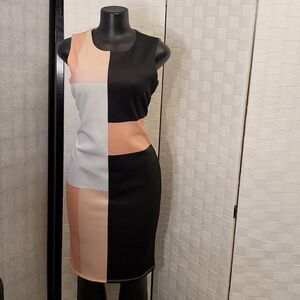 BRAND NEW NY COLLECTION COLORBLOCK ROUND NECKLINE SHEATH DRESS
